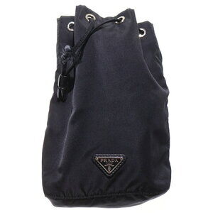 PRADA Nylon Drawstring Pouch Handbag Black